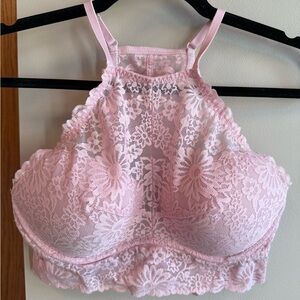 PINK Victoria's Secret Floral Lace Bralette - Light Pink M
